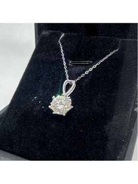 Moissanite Diamond Necklace 3 Ct Pendant Chain 18K 925 Round Cut Jewelry